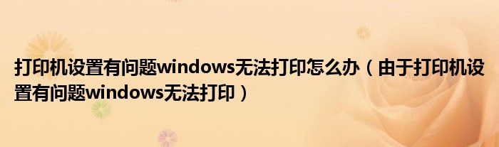 打印机设置有问题windows无法打印怎么办（由于打印机设置有问题windows无法打印）