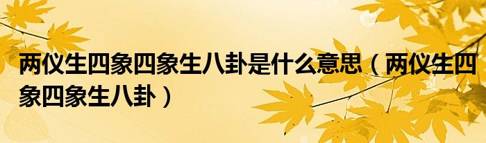 两仪生四象四象生八卦是什么意思（两仪生四象四象生八卦）