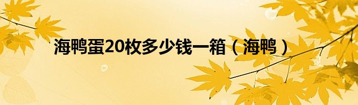 海鸭蛋20枚多少钱一箱（海鸭）