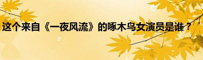 这个来自《一夜风流》的啄木鸟女演员是谁？