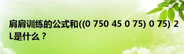 肩肩训练的公式和((0 750 45 0 75) 0 75) 2L是什么？