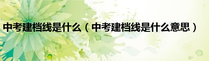 中考建档线是什么（中考建档线是什么意思）