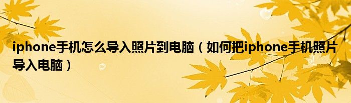 iphone手机怎么导入照片到电脑（如何把iphone手机照片导入电脑）
