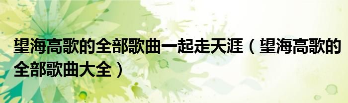 望海高歌的全部歌曲一起走天涯（望海高歌的全部歌曲大全）