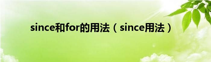 since和for的用法（since用法）