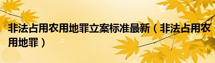 非法占用农用地罪立案标准最新（非法占用农用地罪）