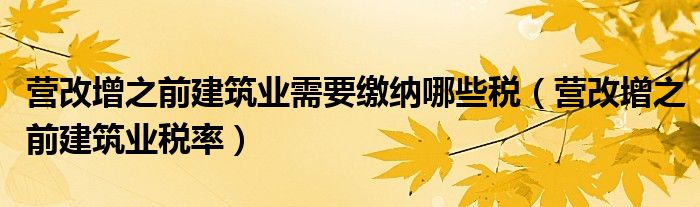 营改增之前建筑业需要缴纳哪些税（营改增之前建筑业税率）