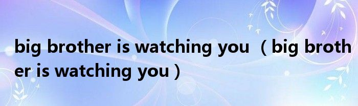 big brother is watching you （big brother is watching you）