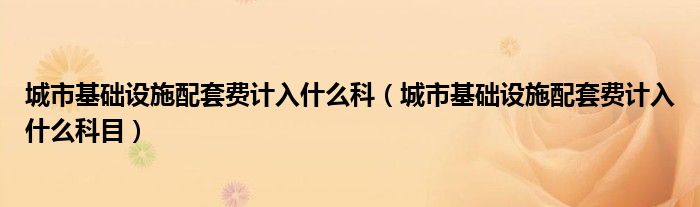 城市基础设施配套费计入什么科（城市基础设施配套费计入什么科目）