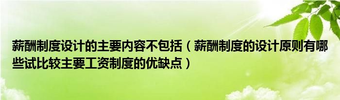 薪酬制度设计的主要内容不包括（薪酬制度的设计原则有哪些试比较主要工资制度的优缺点）