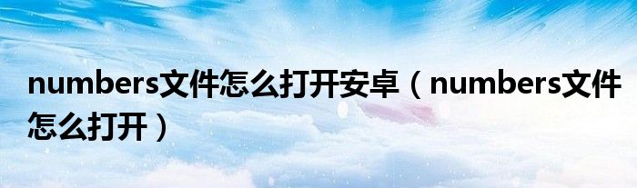 numbers文件怎么打开安卓（numbers文件怎么打开）