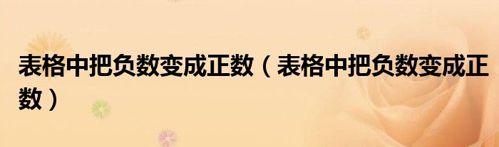 表格中把负数变成正数（表格中把负数变成正数）
