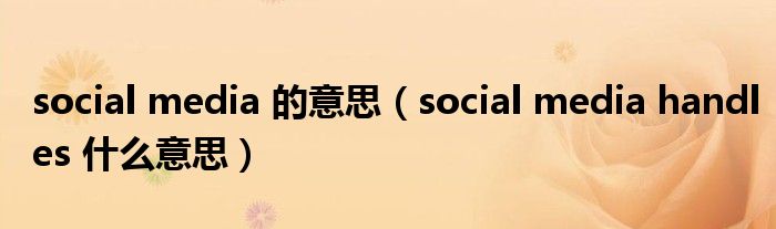 social media 的意思（social media handles 什么意思）