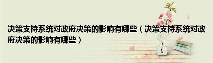 决策支持系统对政府决策的影响有哪些（决策支持系统对政府决策的影响有哪些）