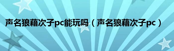声名狼藉次子pc能玩吗（声名狼藉次子pc）