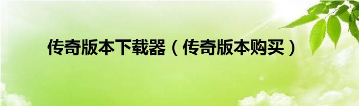传奇版本下载器（传奇版本购买）
