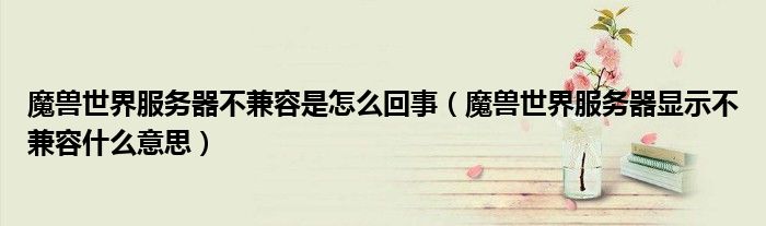 魔兽世界服务器不兼容是怎么回事（魔兽世界服务器显示不兼容什么意思）