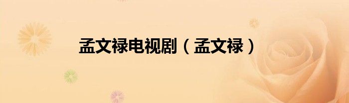 孟文禄电视剧（孟文禄）