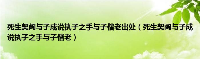 死生契阔与子成说执子之手与子偕老出处（死生契阔与子成说执子之手与子偕老）