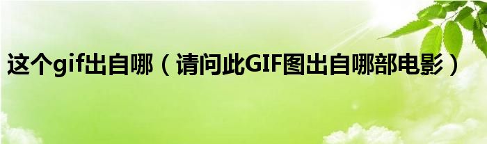 这个gif出自哪（请问此GIF图出自哪部电影）