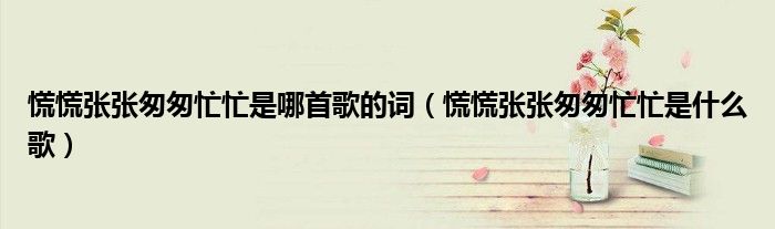 慌慌张张匆匆忙忙是哪首歌的词（慌慌张张匆匆忙忙是什么歌）