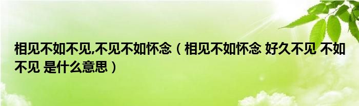 相见不如不见,不见不如怀念（相见不如怀念 好久不见 不如不见 是什么意思）