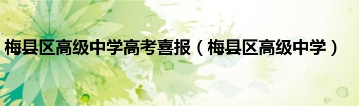 梅县区高级中学高考喜报（梅县区高级中学）