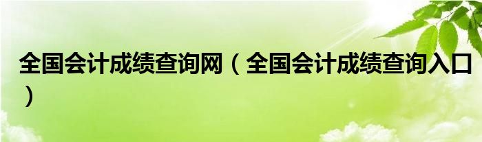 全国会计成绩查询网（全国会计成绩查询入口）