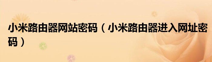 小米路由器网站密码（小米路由器进入网址密码）