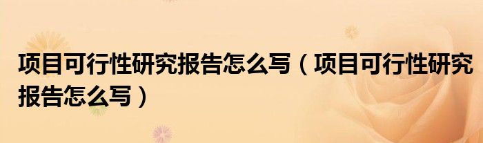 项目可行性研究报告怎么写（项目可行性研究报告怎么写）