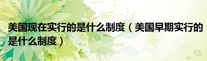 美国现在实行的是什么制度（美国早期实行的是什么制度）