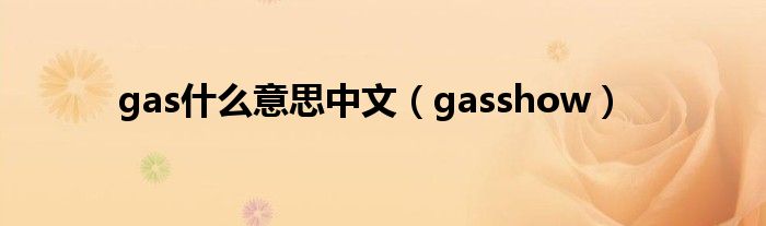 gas什么意思中文（gasshow）