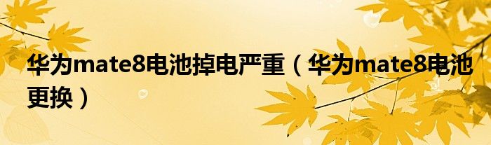 华为mate8电池掉电严重（华为mate8电池更换）