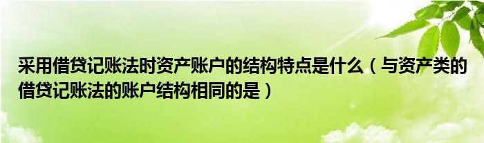 采用借贷记账法时资产账户的结构特点是什么（与资产类的借贷记账法的账户结构相同的是）