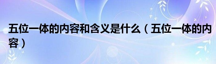 五位一体的内容和含义是什么（五位一体的内容）