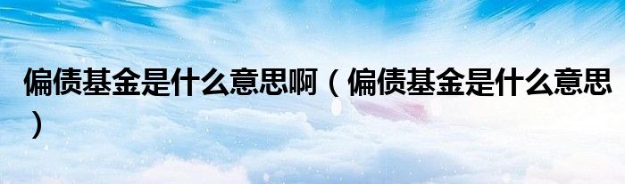 偏债基金是什么意思啊（偏债基金是什么意思）