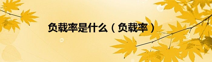 负载率是什么（负载率）