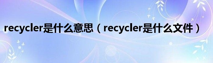 recycler是什么意思（recycler是什么文件）
