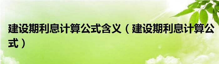 建设期利息计算公式含义（建设期利息计算公式）