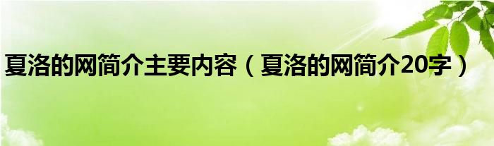 夏洛的网简介主要内容（夏洛的网简介20字）