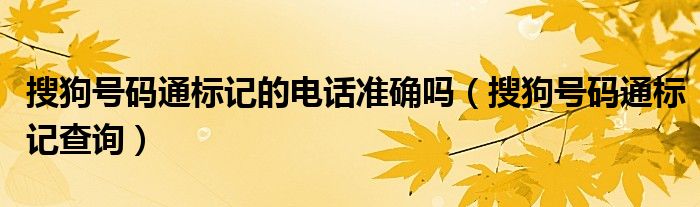 搜狗号码通标记的电话准确吗（搜狗号码通标记查询）