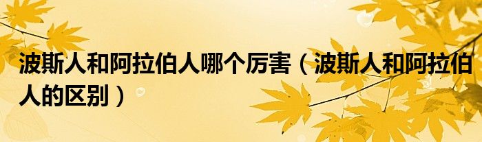 波斯人和阿拉伯人哪个厉害（波斯人和阿拉伯人的区别）