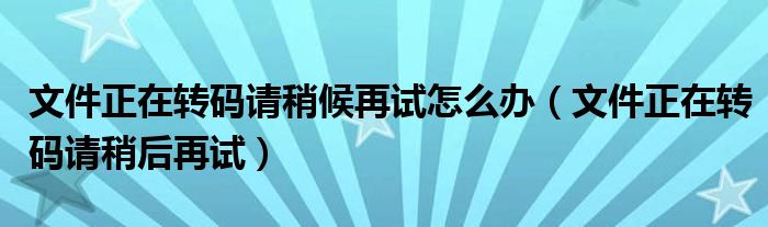 文件正在转码请稍候再试怎么办（文件正在转码请稍后再试）