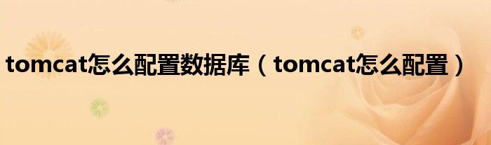 tomcat怎么配置数据库（tomcat怎么配置）