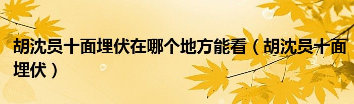 胡沈员十面埋伏在哪个地方能看（胡沈员十面埋伏）