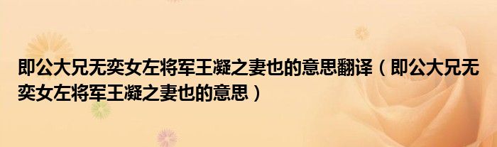 即公大兄无奕女左将军王凝之妻也的意思翻译（即公大兄无奕女左将军王凝之妻也的意思）