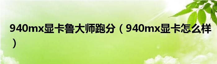 940mx显卡鲁大师跑分（940mx显卡怎么样）