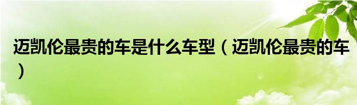迈凯伦最贵的车是什么车型（迈凯伦最贵的车）