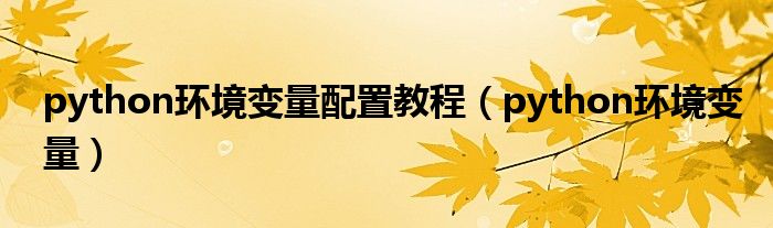 python环境变量配置教程（python环境变量）