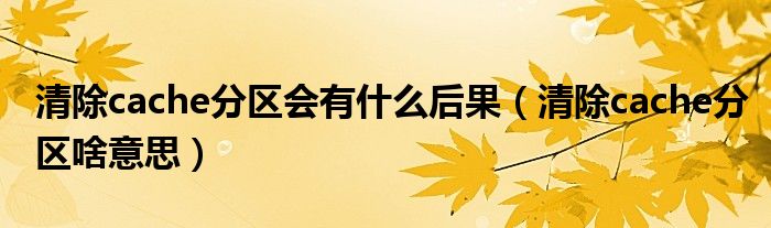 清除cache分区会有什么后果（清除cache分区啥意思）